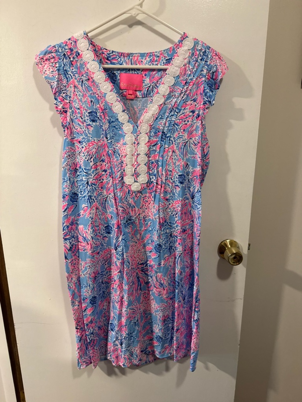 Lilly Pulitzer Joan Tunic Dress "Celestial Blue Sea and Sea" Pattern Size Med